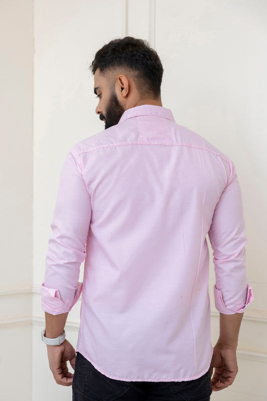 Pink Solid Full Sleeves Casual Shirt