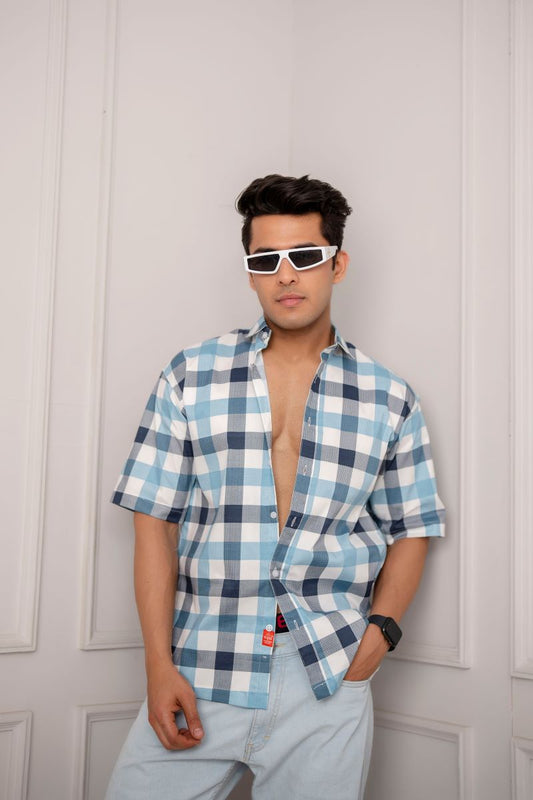 Gingham Big Check Blue Shirt