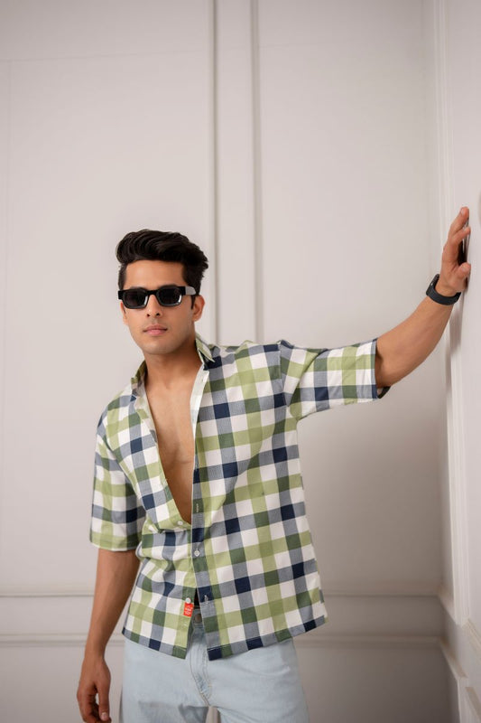 Gingham Big Check Green Shirt