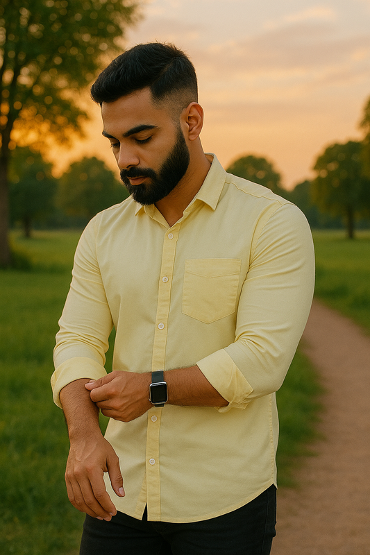 Lemon Solid Full Sleeves Casual Shirt