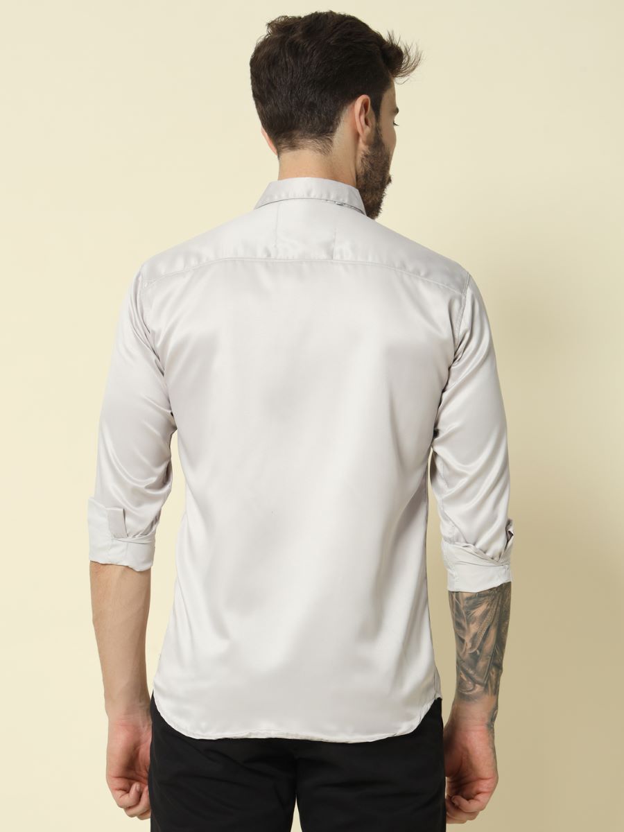 Solid Shiny Solid White Shirt For Men.