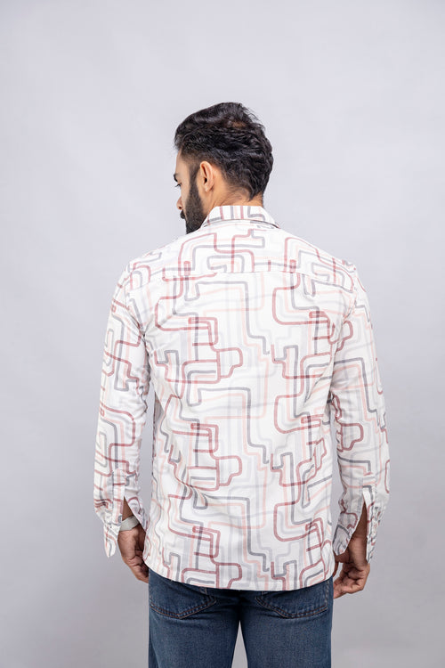 Graphic Print Zip Pink Shirt