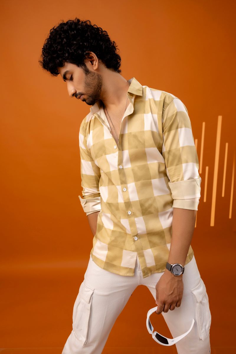 Trendy Checkered Blue Shirt For Men.