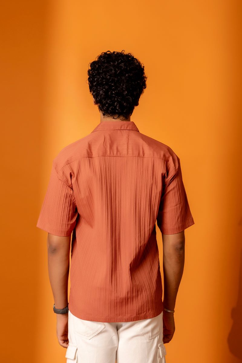 Lining textured Peach Oversize Shirt