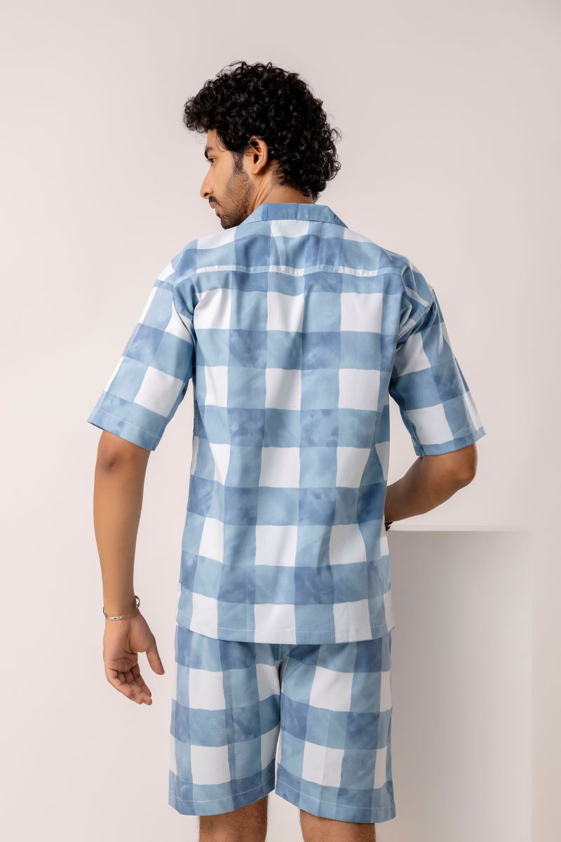 Checkered Print Sky Blue Co-Ords.