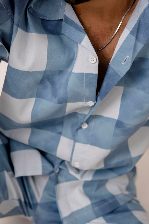 Checkered Print Sky Blue Co-Ords.