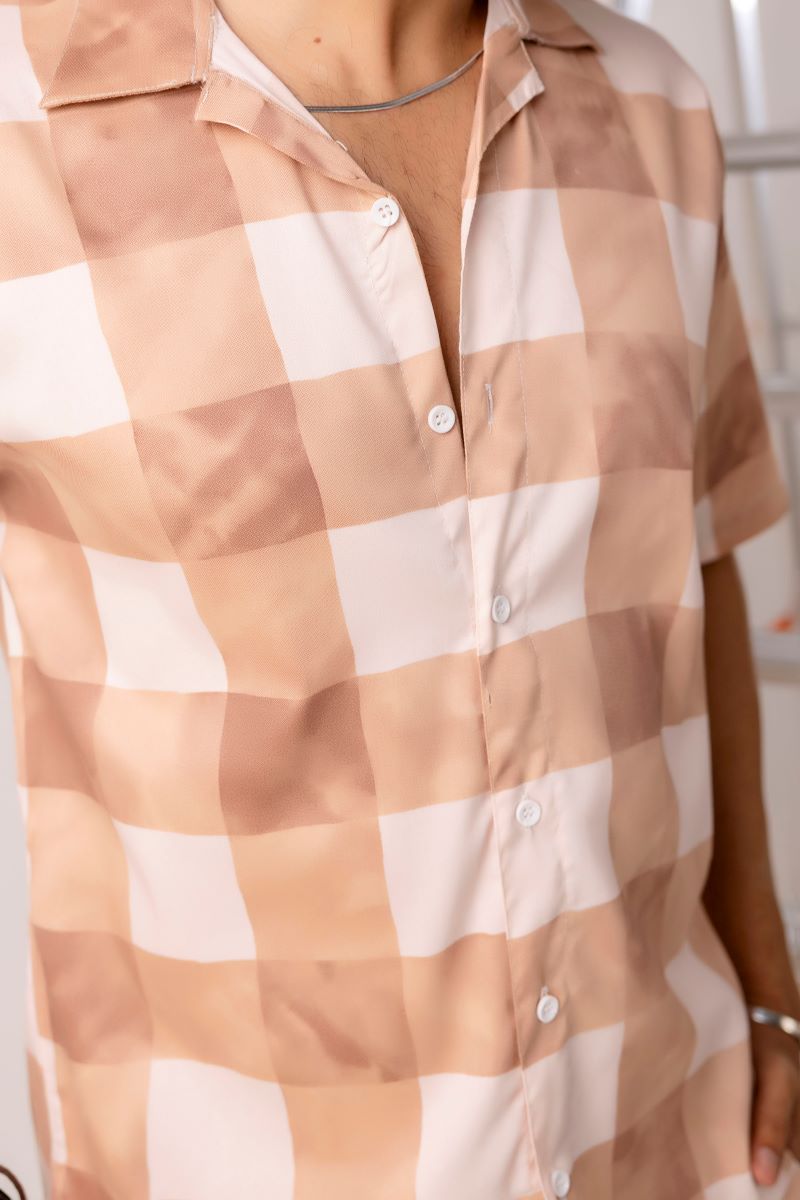 Checkered Print Peach Co-Ords.