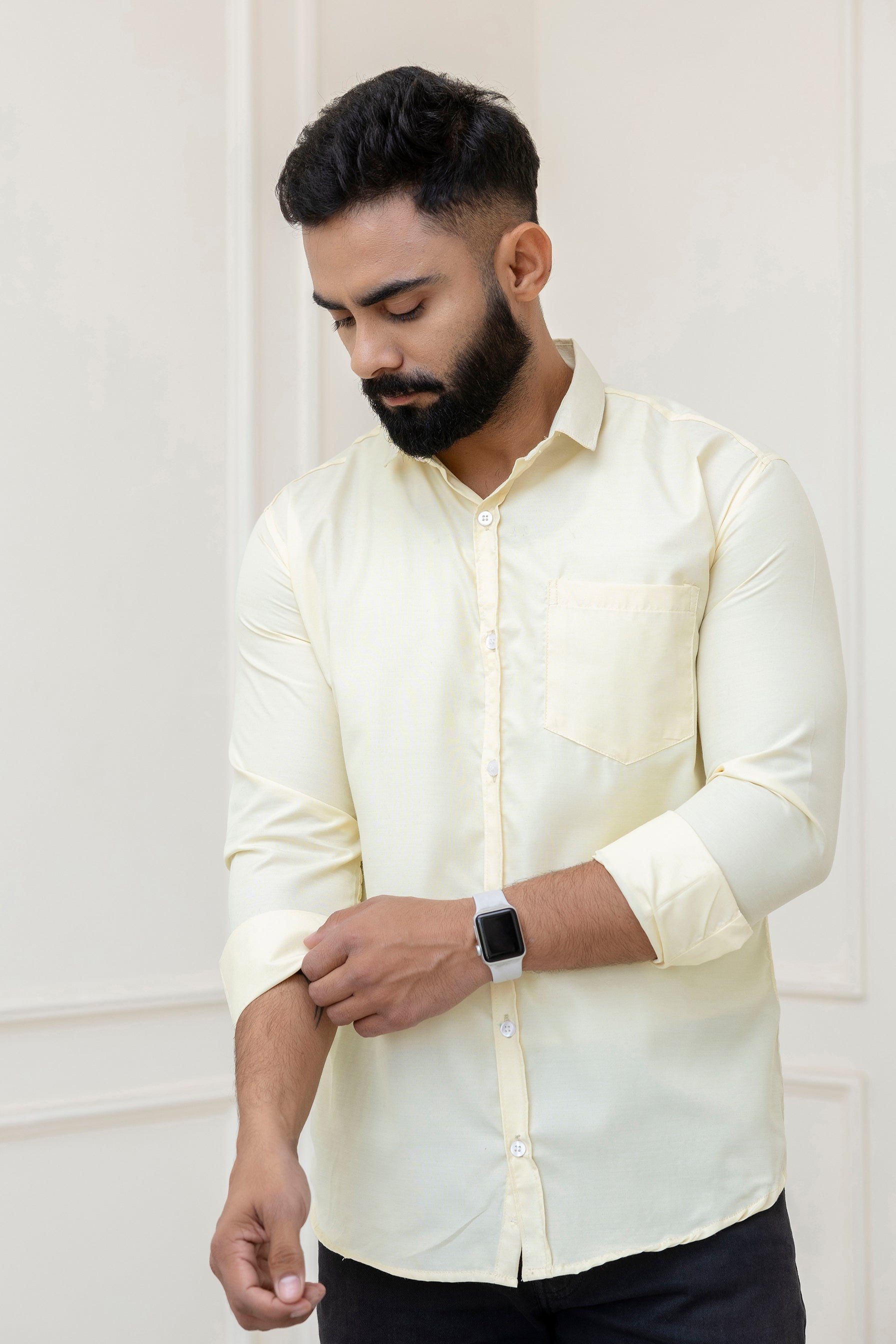 Lemon Solid Full Sleeves Casual Shirt