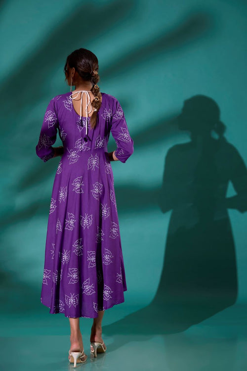 Purple Embroidered Long Anarkali Kurta For Women.