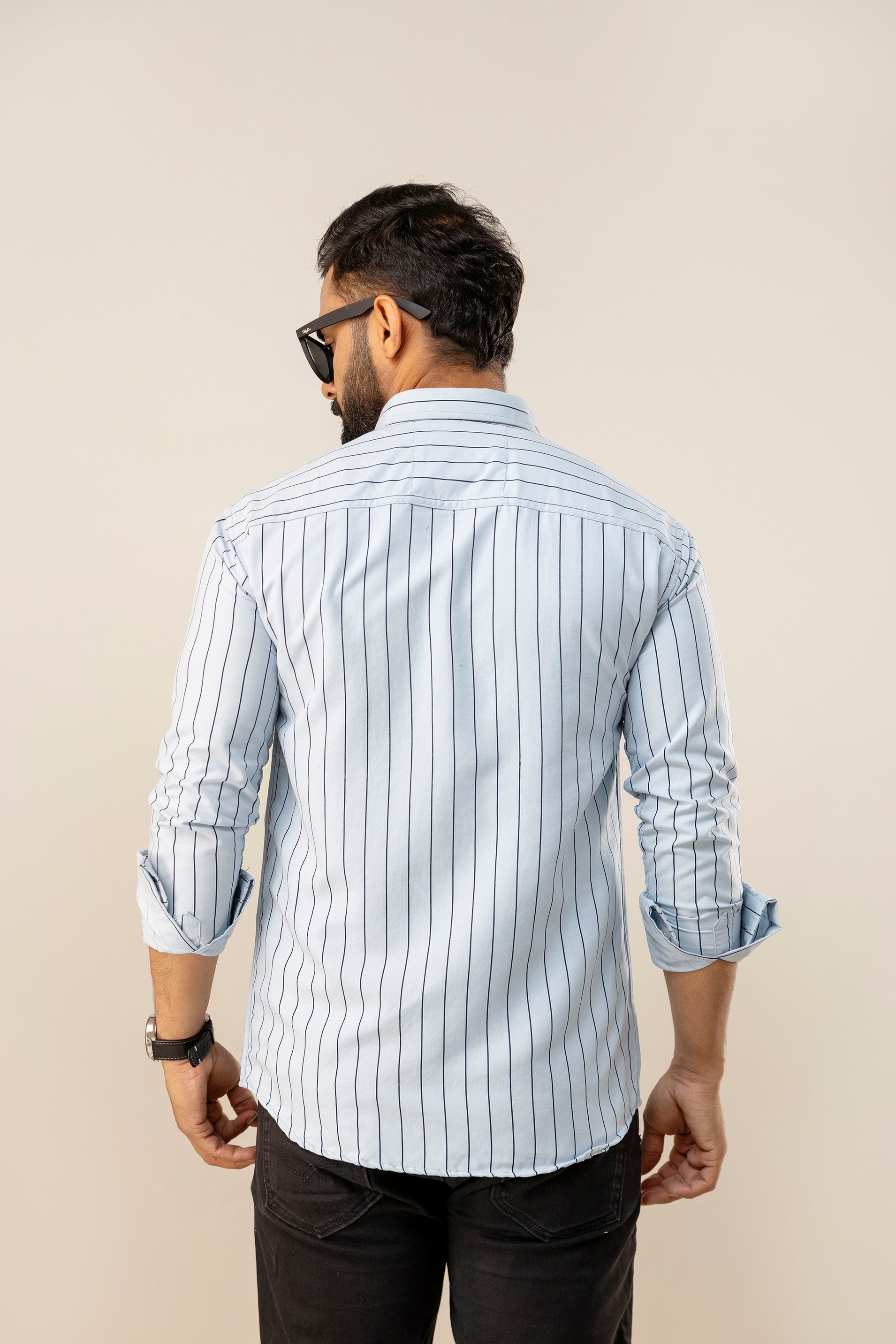 Blue Striped Full Sleeves Casual Shirt
