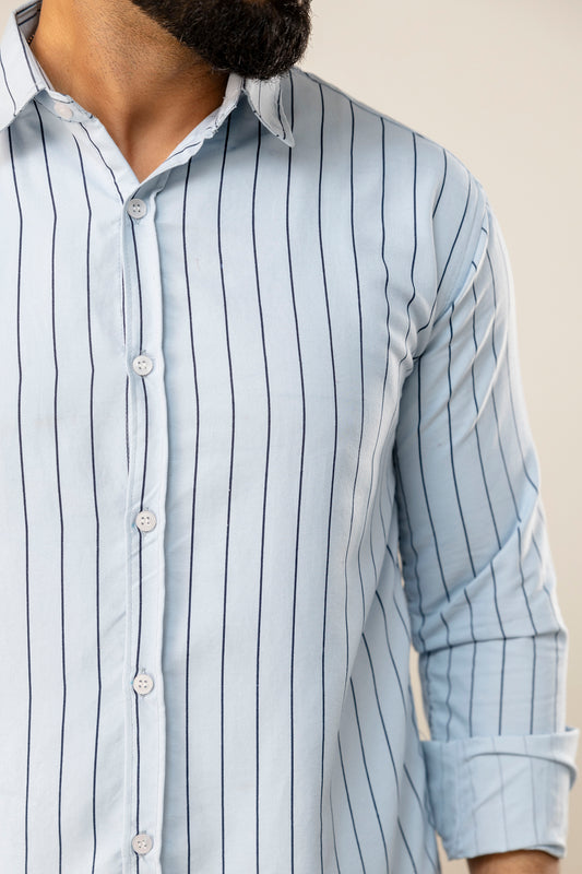 Blue Striped Full Sleeves Casual Shirt
