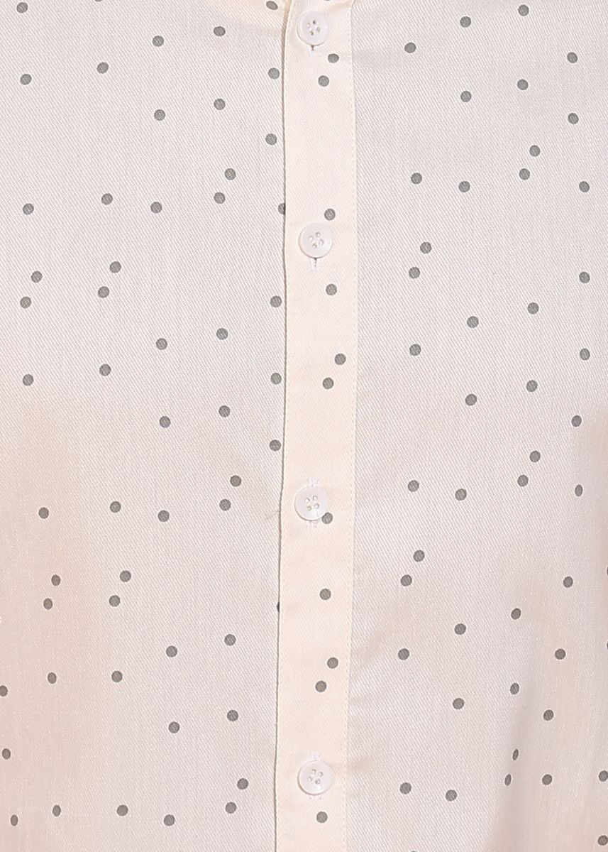 Polka Print Casual White Shirt For Men