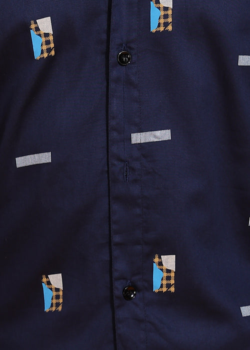 Cream Printed Casual Shirt For Men
