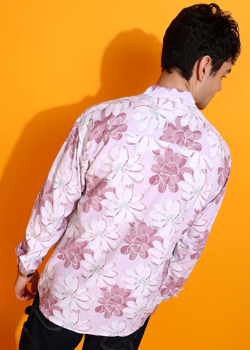 Floral Abstract Print Pink Shirt.