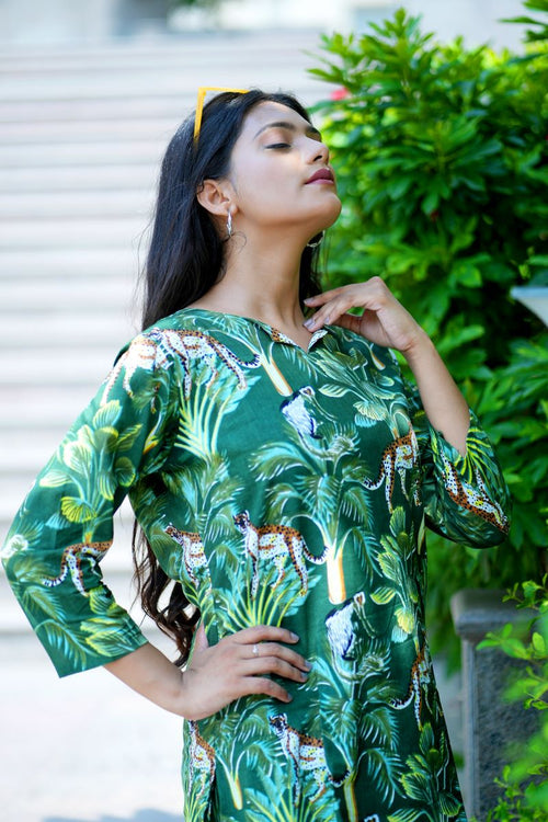 Green Jungle Print Cotton Co-ord set.