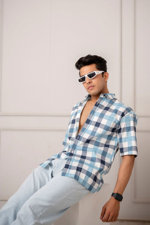 Gingham Big Check Blue Shirt.