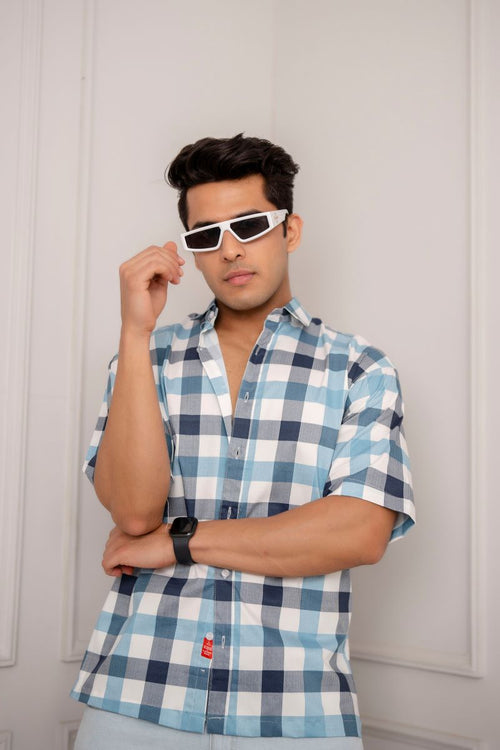 Gingham Big Check Blue Shirt.