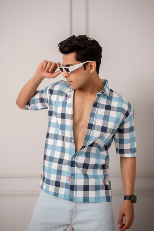 Gingham Big Check Blue Shirt.