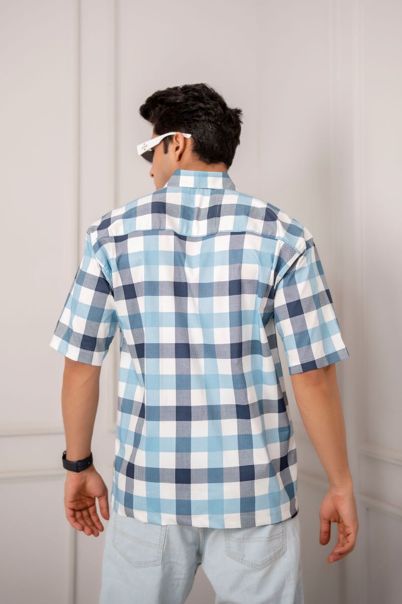 Gingham Big Check Blue Shirt.