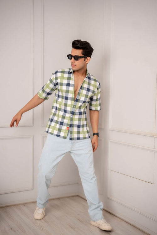 Gingham Big Check Green Shirt.