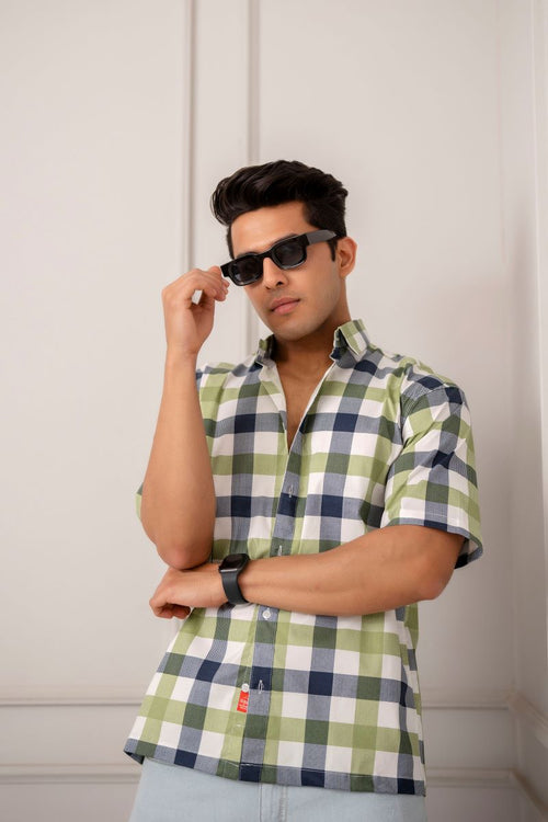 Gingham Big Check Green Shirt.