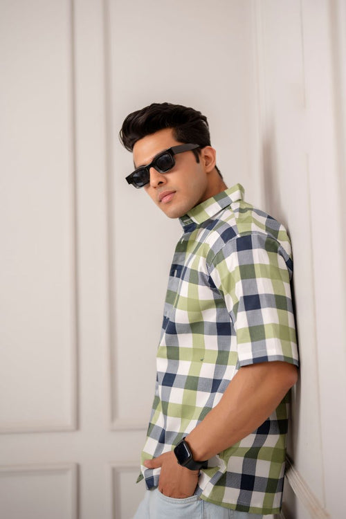 Gingham Big Check Green Shirt.