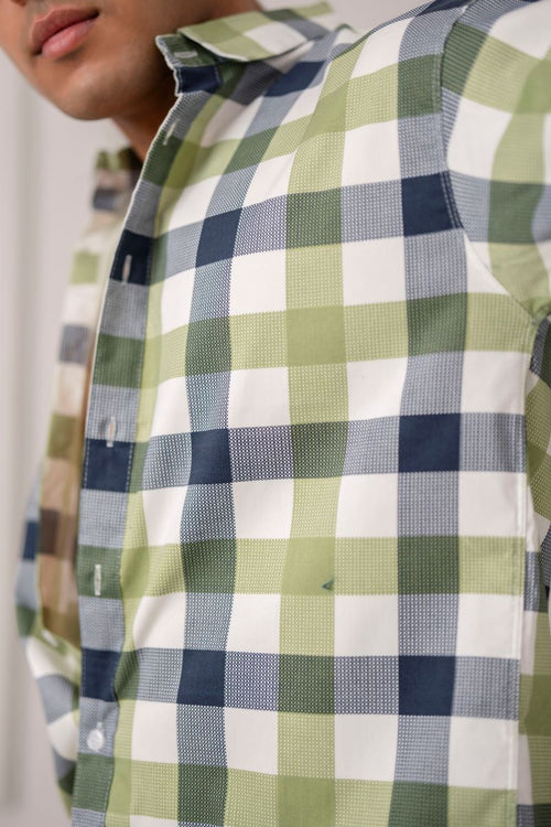 Gingham Big Check Green Shirt.