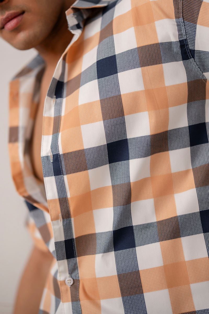 Gingham Big Check Orange Shirt.