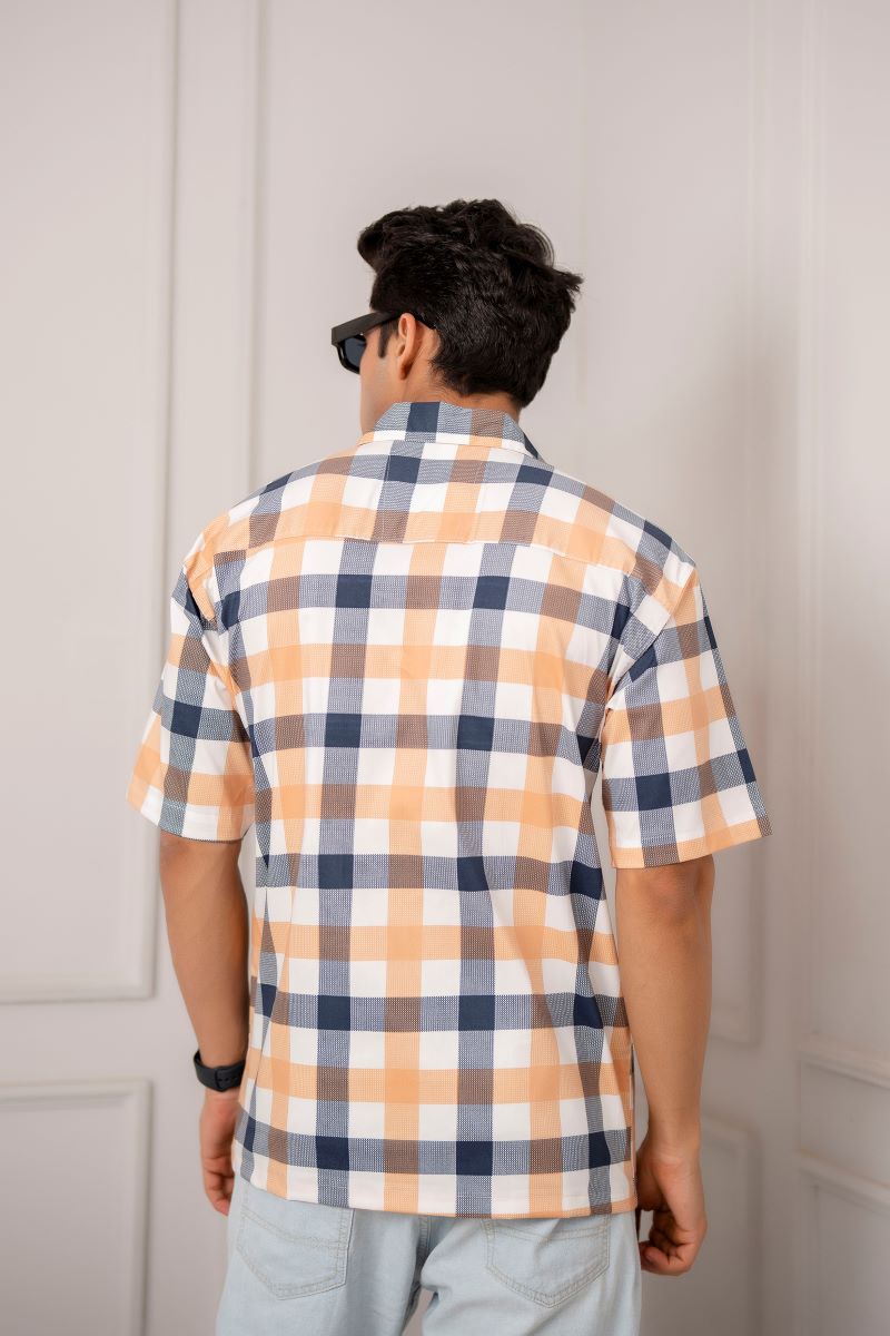 Gingham Big Check Orange Shirt.