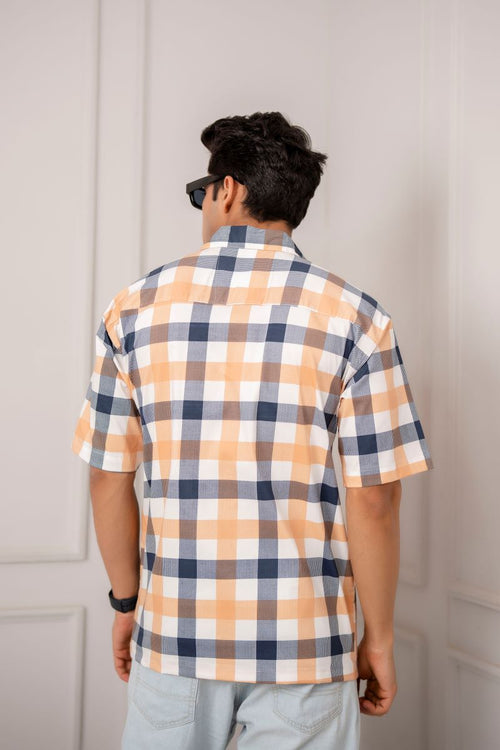 Gingham Big Check Orange Shirt.