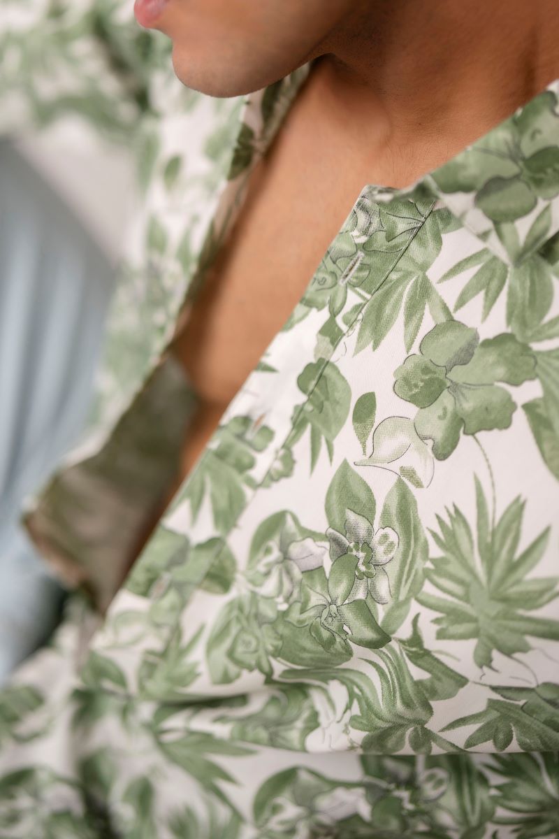 Sneezy Breezy Floral Print Green  Oversized Shirt.