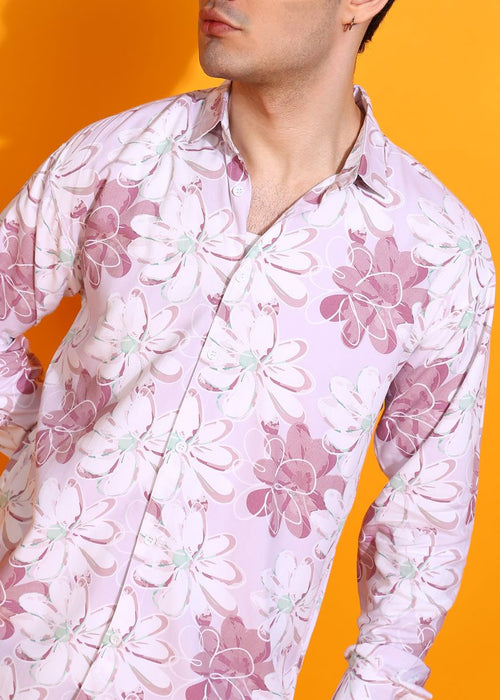 Floral Abstract Print Pink Shirt.