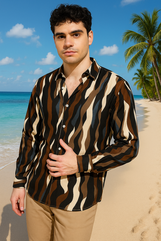 Abstract Printed Black Shirt.